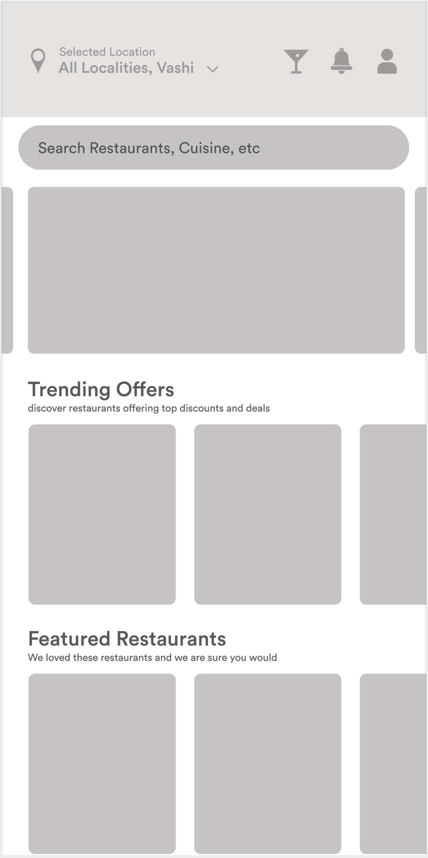 Wireframe — home screen