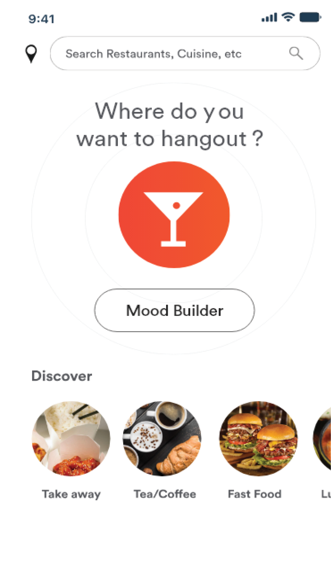 Dineout Mood Builder screen preview